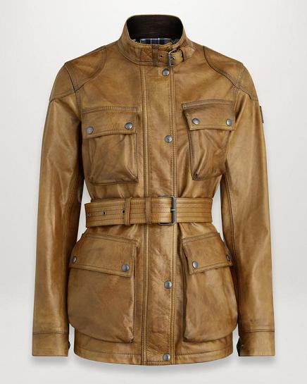 Veste Cuir Belstaff Femme Trialmaster Doré Soldes KV3891547